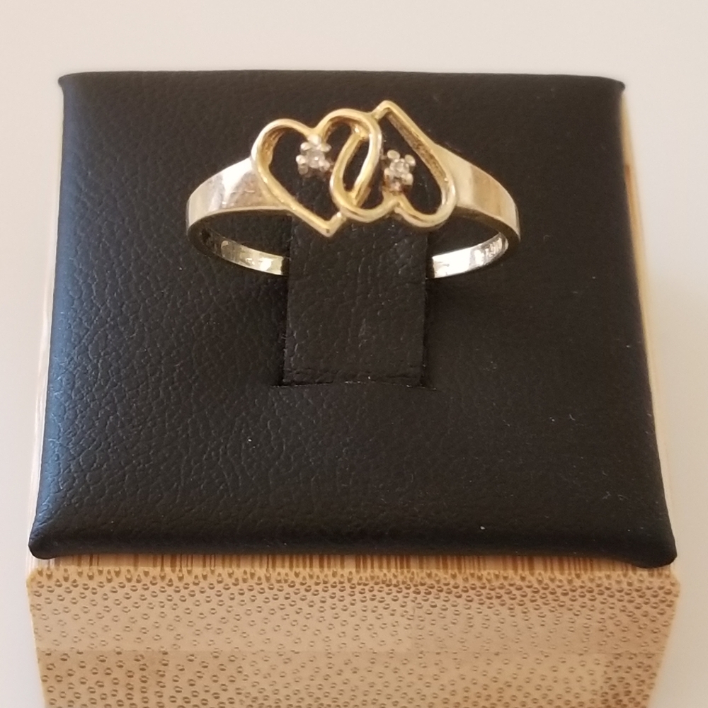10K Gold Double Heart Ring - Picture 2 of 9